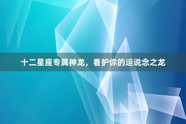 十二星座专属神龙，看护你的运说念之龙